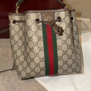 Gucci Beige and Brown GG Monogram Shoulder Bag